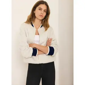 Mint Velvet Cream Quilted Bomber Jacket